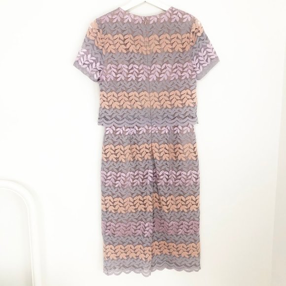 Stunning Pastel Lace Midi Layered Sheath Dress 4/6 - Picture 6 of 7